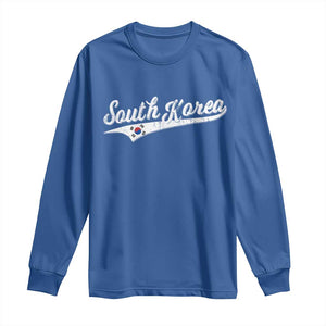 South Korea Long Sleeve Shirt Retro Script Sport Korean Flag TS10 Royal Blue Print Your Wear