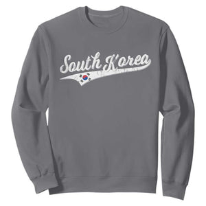 South Korea Sweatshirt Retro Script Sport Korean Flag TS10 Charcoal Print Your Wear