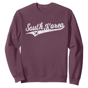 South Korea Sweatshirt Retro Script Sport Korean Flag TS10 Maroon Print Your Wear