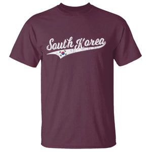South Korea T Shirt Retro Script Sport Korean Flag TS10 Maroon Print Your Wear