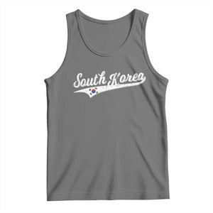 South Korea Tank Top Retro Script Sport Korean Flag TS10 Black Heather Print Your Wear