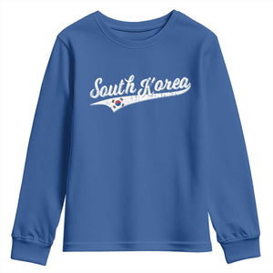 South Korea Youth Sweatshirt Retro Script Sport Korean Flag TS10 Royal Blue Print Your Wear