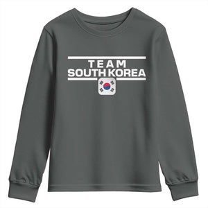 Team South Korea Korean Flag Youth Sweatshirt TS10 Dark Heather Print Your Wear