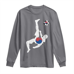 South Korea Soccer Long Sleeve Shirt Bicycle Kick Silhouette Korean Flag TS10 Charcoal Print Your Wear