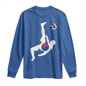 South Korea Soccer Long Sleeve Shirt Bicycle Kick Silhouette Korean Flag TS10 Royal Blue Print Your Wear