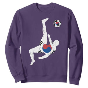 South Korea Soccer Sweatshirt Bicycle Kick Silhouette Korean Flag TS10 Purple Print Your Wear