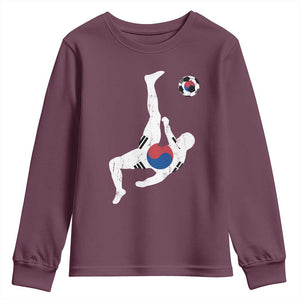 South Korea Soccer Youth Sweatshirt Bicycle Kick Silhouette Korean Flag TS10 Maroon Print Your Wear