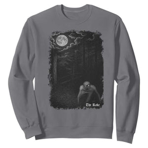 Rake Creepypasta Sweatshirt Cryptid Series Cryptozoology Gift Creepy Horror Halloween TS10 Charcoal Print Your Wear