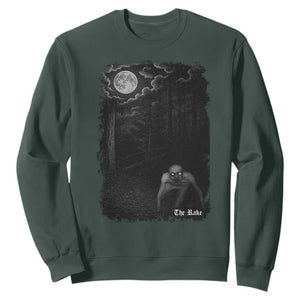 Rake Creepypasta Sweatshirt Cryptid Series Cryptozoology Gift Creepy Horror Halloween TS10 Dark Forest Green Print Your Wear