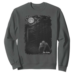 Rake Creepypasta Sweatshirt Cryptid Series Cryptozoology Gift Creepy Horror Halloween TS10 Dark Heather Print Your Wear