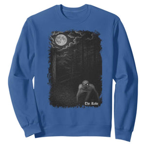 Rake Creepypasta Sweatshirt Cryptid Series Cryptozoology Gift Creepy Horror Halloween TS10 Royal Blue Print Your Wear