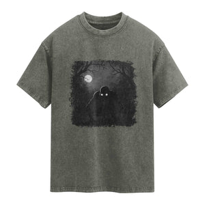 Rake Creepypasta Washed Cotton T-Shirt Creepy Cryptid Series Cryptozoology Gift Halloween