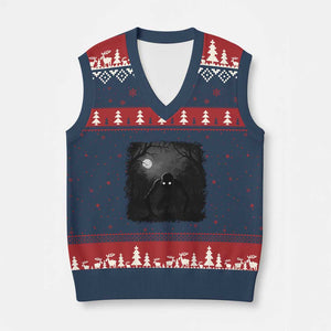 Rake Creepypasta V-Neck Knit Sweater Vest Creepy Cryptid Series Cryptozoology Gift Halloween TS10 Navy Red Print Your Wear