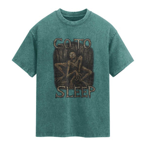 Rake Creepypasta Washed Cotton T-Shirt Creepy Cryptid Series Alt Goth Grunge Horror Aesthetic
