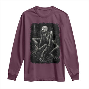 Creepy Rake Long Sleeve Shirt Creepypasta Cryptid Series Alt Goth Grunge Horror Aesthetic TS10 Maroon Print Your Wear