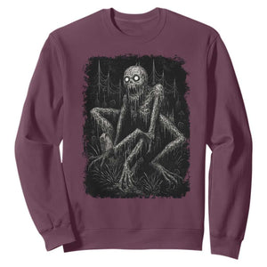 Creepy Rake Sweatshirt Creepypasta Cryptid Series Alt Goth Grunge Horror Aesthetic TS10 Maroon Print Your Wear