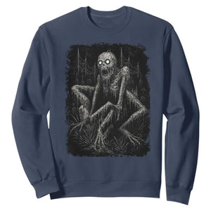 Creepy Rake Sweatshirt Creepypasta Cryptid Series Alt Goth Grunge Horror Aesthetic TS10 Navy Print Your Wear