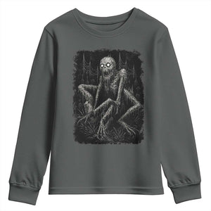 Creepy Rake Youth Sweatshirt Creepypasta Cryptid Series Alt Goth Grunge Horror Aesthetic TS10 Dark Heather Print Your Wear