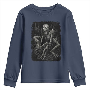 Creepy Rake Youth Sweatshirt Creepypasta Cryptid Series Alt Goth Grunge Horror Aesthetic TS10 Navy Print Your Wear