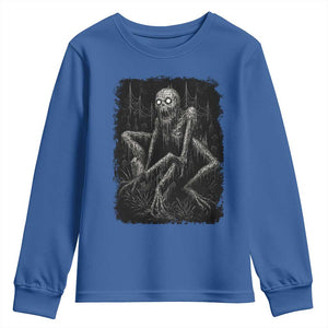 Creepy Rake Youth Sweatshirt Creepypasta Cryptid Series Alt Goth Grunge Horror Aesthetic TS10 Royal Blue Print Your Wear