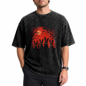 Rake Creepypasta Washed Cotton T-Shirt Creepy Cryptid Series Horror Goth Alt Alternative Art