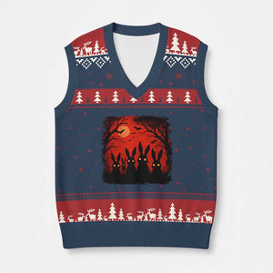 Rake Creepypasta V-Neck Knit Sweater Vest Creepy Cryptid Series Horror Goth Alt Alternative Art TS10 Navy Red Print Your Wear