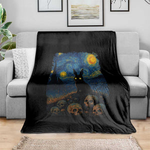 Creepy Cute Bunny Rabbits Throw Blanket Alt Goth Grunge Dark Horror Starry Night Van Gogh Aesthetic TS10 Print Your Wear