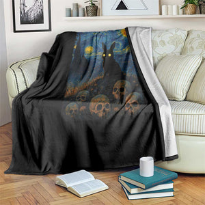Creepy Cute Bunny Rabbits Throw Blanket Alt Goth Grunge Dark Horror Starry Night Van Gogh Aesthetic TS10 Print Your Wear