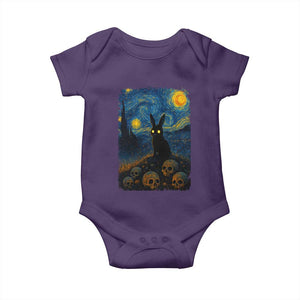 Creepy Cute Bunny Rabbits Baby Onesie Alt Goth Grunge Dark Horror Starry Night Van Gogh Aesthetic TS10 Purple Print Your Wear