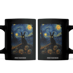 Creepy Cute Bunny Rabbits Coffee Mug Alt Goth Grunge Dark Horror Starry Night Van Gogh Aesthetic TS10 Black Print Your Wear