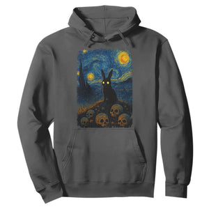 Creepy Cute Bunny Rabbits Hoodie Alt Goth Grunge Dark Horror Starry Night Van Gogh Aesthetic TS10 Dark Heather Print Your Wear
