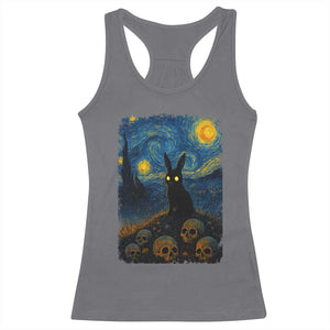 Creepy Cute Bunny Rabbits Racerback Tank Top Alt Goth Grunge Dark Horror Starry Night Van Gogh Aesthetic TS10 Charcoal Print Your Wear