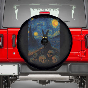 Creepy Cute Bunny Rabbits Spare Tire Cover Alt Goth Grunge Dark Horror Starry Night Van Gogh Aesthetic TS10 Black Print Your Wear