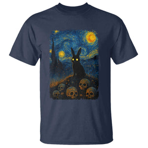 Creepy Cute Bunny Rabbits T Shirt Alt Goth Grunge Dark Horror Starry Night Van Gogh Aesthetic TS10 Navy Print Your Wear