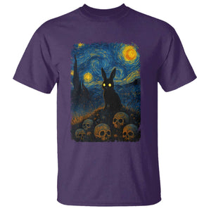 Creepy Cute Bunny Rabbits T Shirt Alt Goth Grunge Dark Horror Starry Night Van Gogh Aesthetic TS10 Purple Print Your Wear