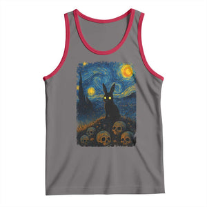 Creepy Cute Bunny Rabbits Tank Top Alt Goth Grunge Dark Horror Starry Night Van Gogh Aesthetic TS10 Deep Heather Red Print Your Wear