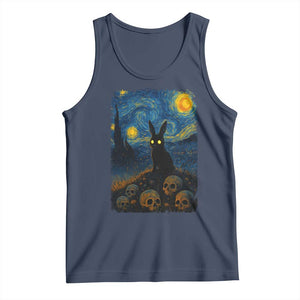 Creepy Cute Bunny Rabbits Tank Top Alt Goth Grunge Dark Horror Starry Night Van Gogh Aesthetic TS10 Navy Print Your Wear