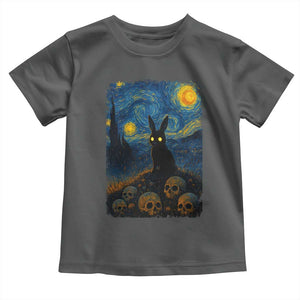 Creepy Cute Bunny Rabbits Toddler T Shirt Alt Goth Grunge Dark Horror Starry Night Van Gogh Aesthetic TS10 Dark Heather Print Your Wear