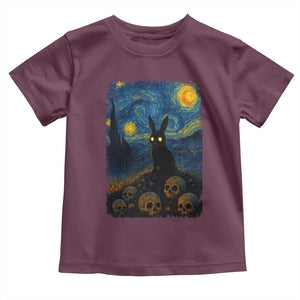 Creepy Cute Bunny Rabbits Toddler T Shirt Alt Goth Grunge Dark Horror Starry Night Van Gogh Aesthetic TS10 Maroon Print Your Wear