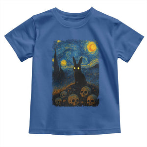 Creepy Cute Bunny Rabbits Toddler T Shirt Alt Goth Grunge Dark Horror Starry Night Van Gogh Aesthetic TS10 Royal Blue Print Your Wear