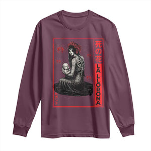 La Llorona Long Sleeve Shirt Folklore Japanese Spider Lily Soft Grunge Anime Aesthetic Flower TS10 Maroon Print Your Wear