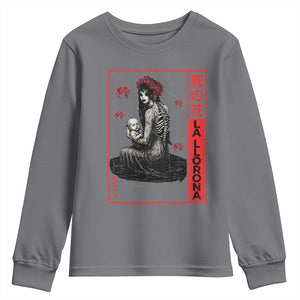 La Llorona Youth Sweatshirt Folklore Japanese Spider Lily Soft Grunge Anime Aesthetic Flower TS10 Charcoal Print Your Wear