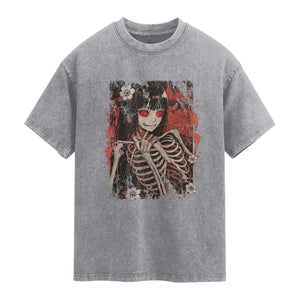 Horror Anime Manga Washed Cotton T-Shirt Japan Japanese Creepy Kawaii Goth