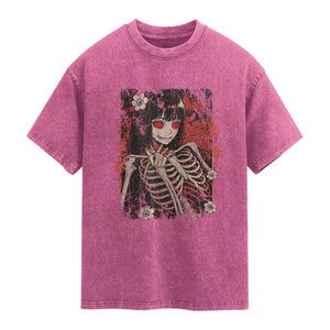 Horror Anime Manga Washed Cotton T-Shirt Japan Japanese Creepy Kawaii Goth