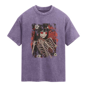 Horror Anime Manga Washed Cotton T-Shirt Japan Japanese Creepy Kawaii Goth
