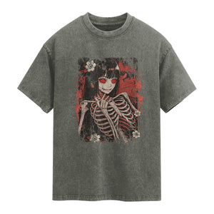 Horror Anime Manga Washed Cotton T-Shirt Japan Japanese Creepy Kawaii Goth
