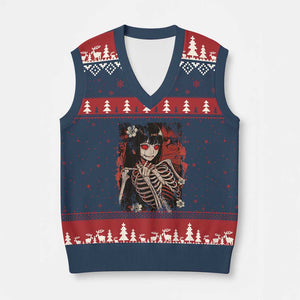 Horror Anime Manga V-Neck Knit Sweater Vest Japan Japanese Creepy Kawaii Goth TS10 Navy Red Print Your Wear