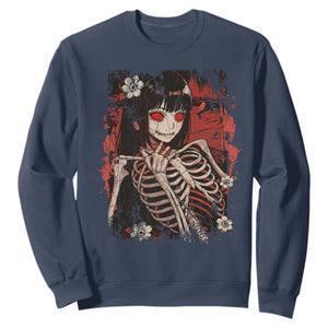 Horror Anime Manga Sweatshirt Japan Japanese Creepy Kawaii Goth TS10 Navy Print Your Wear