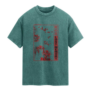 Japanese Spider Lily Washed Cotton T-Shirt Soft Grunge Anime Aesthetic Flower