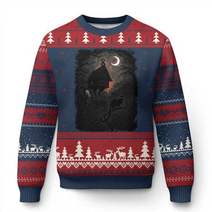 Baba Yaga House Ugly Christmas Sweater Gothic Slavic Folklore Russia Fairy Tale TS10 Navy Red Print Your Wear